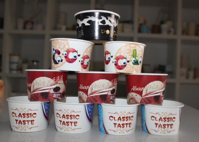 Заклеймленные устранимые бумажные стаканчики мороженого с нашим дизайном
