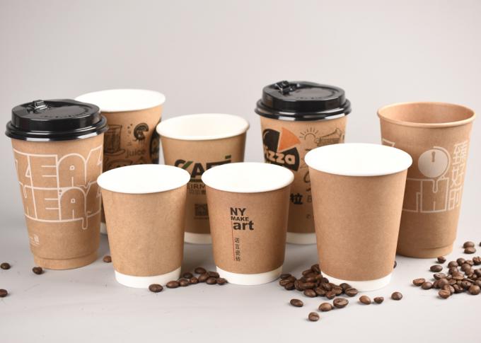 Славные кофейные чашки дизайна 12оз средние устранимые удваивают бумажные стаканчики стены