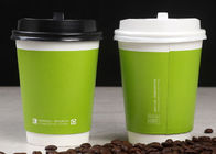 Покрытые ПЭ устранимые двойные кофейные чашки бумаги стены для напитка с крышками
