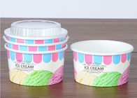 OEM PE Disposable Ice Cream Cups Customized Logo Printed With Plastic Lid