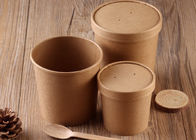 Устранимый суп бумаги Крафт придает форму чашки контейнеры с размером крышки и ложки 16оз 20оз